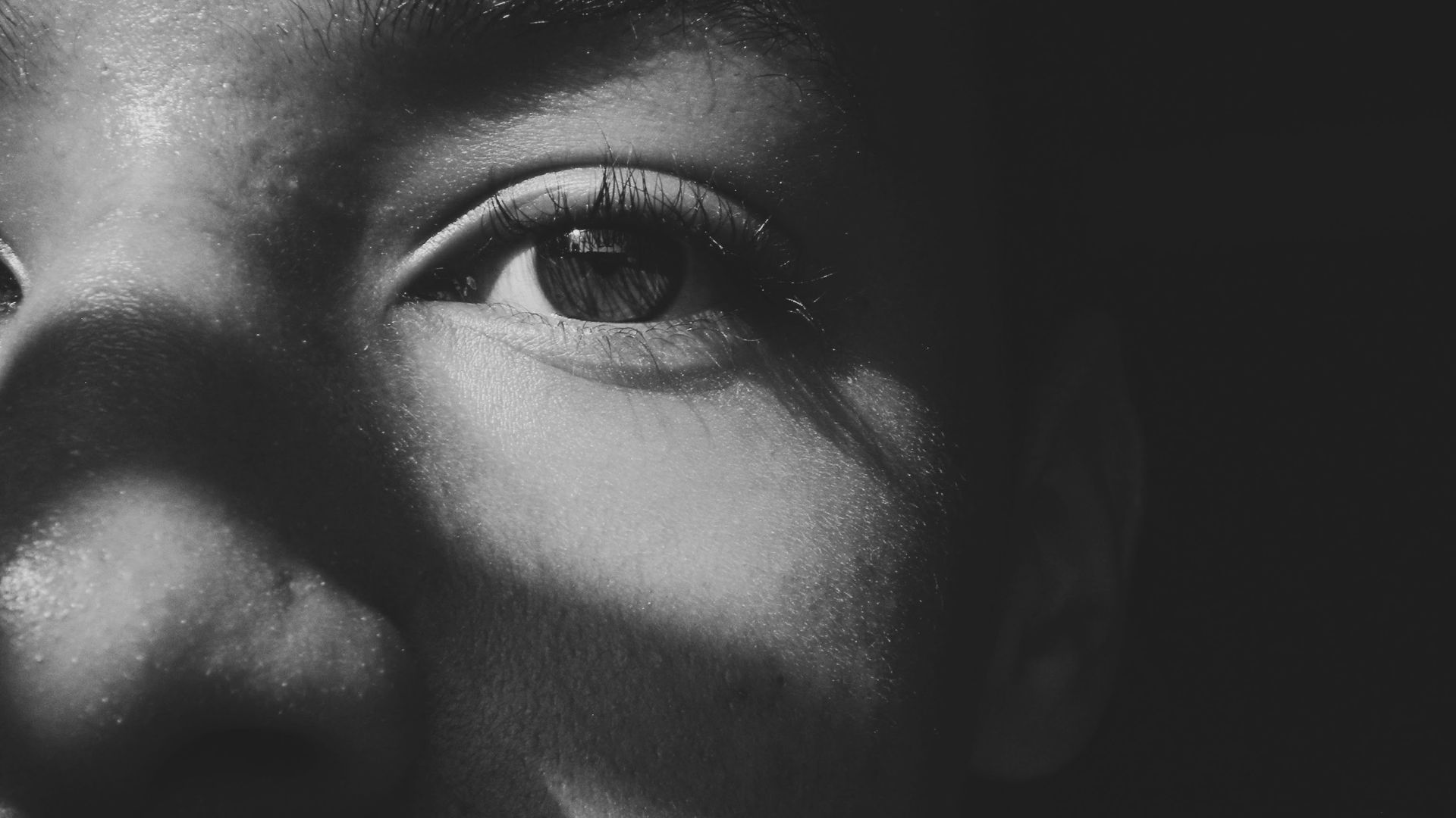 Monochrome Photo of Person's Eye